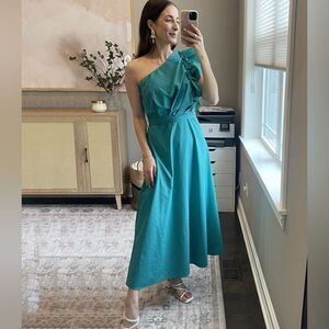 NWT ZESICA ONE SHOULDER EMPIRE WAIST RUFFLE MAXI DRESS